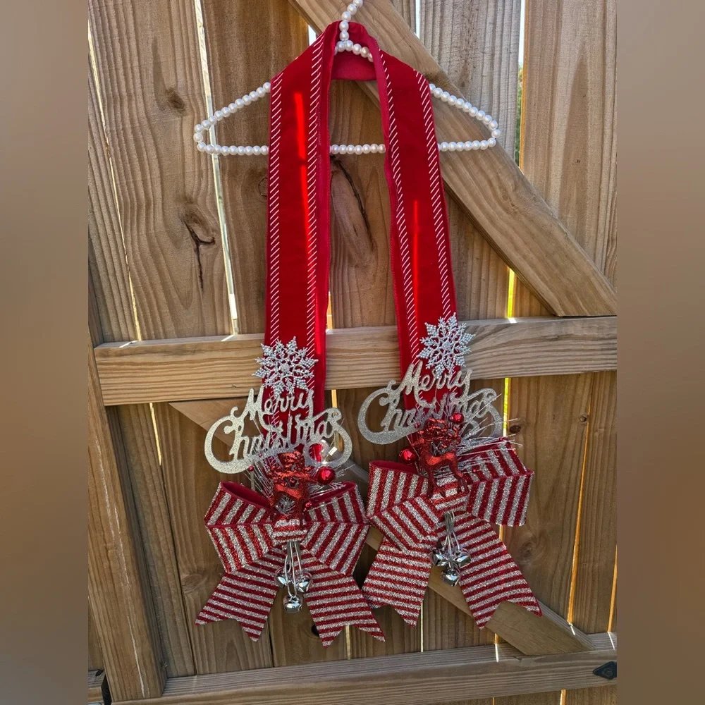 Over The Door Double Christmas Swag.  Christmas Bow/ Wreath /Ribbon Swag custom